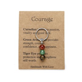 Inspirational Gift Keychain for Women Men Courage Healing Stones Key Chain for Daughter Grandson Positive Encouragement Gifts for Friends Son Coworker Natural Crystal Keychains