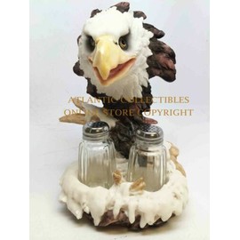 Ebros Gift American Bald Eagle And Nest Salt And Pepper Shakers Holder Set Home Decor
