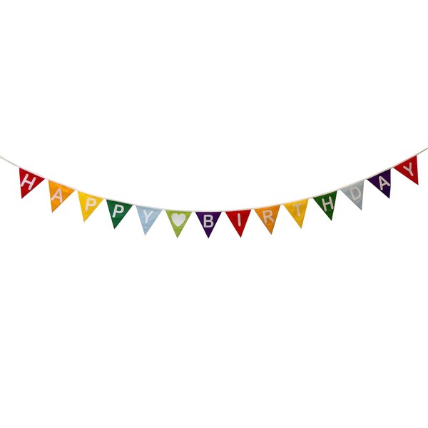 Happy Birthday bunting, Felt letters on polycotton flags
