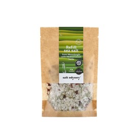 Salt Odyssey Greek Sea Salt with Mediterranean Herbs (Tomato, Rosemary, Oregano) in a Resealable Kraft Pouch – Refill Blend for Salt Mills & Grinders, 160g (Pack of 2)