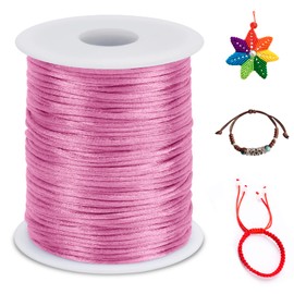 LEREATI 1.5mm Nylon Cord 328 Feet Satin Rattail Cord Nylon String for Bracelets Making, Jewelry String Macrame Cord Bracelet Thread for Necklace Chinese Knotting Beading Jewelry (Pink)