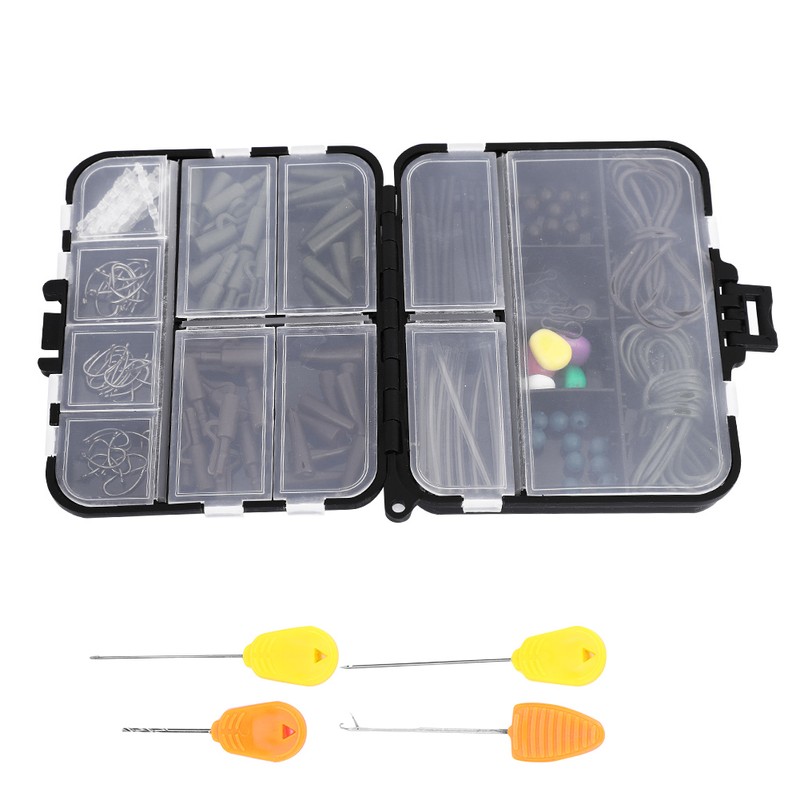 Carp Fishing Tackle Box Weights Clips Baiting Needles Hook Swivel