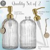 JASAI 2PACK 18Oz Fluted Glass Soap Dispenser with Golden Rust