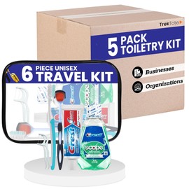TrekTote Travel Toiletry Kit, 6 Piece Unisex Set, 5 Pack