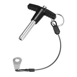 GLOKUUCA T Handle Lock Pins - Ball Locking Pin Fits for Gym - Stainless Steel 304 Push Button Pin with 8-30mm Lanyard Cable - 5/16" Dia 1-3/16" Usable Length