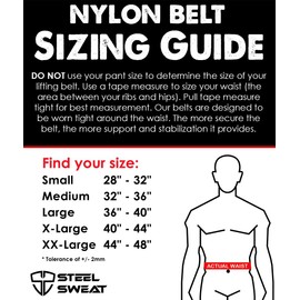Steel Sweat Weight Lifting Belt - Nylon 6-inch Firm & Comfortable Back Support, Best for Workouts at The Gym, Weightlifting or Crossfit. Easily Adjustable Viper Large