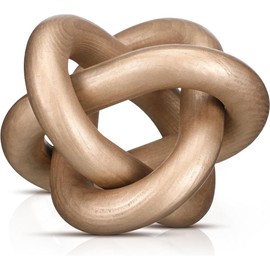 Pinafresa Coffee Table Decoration-Hand Carved 3 Link Wood Knot Decor, Rustic Objects for Living Room for Home Bedroom(Champagne)