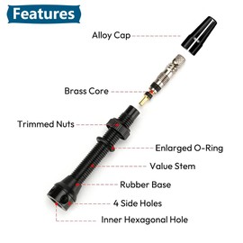 Saipor 2 x 44 mm Presta Tubeless Valves, Aluminium Alloy Bicycle Tubeless Valve with Valve Core Remover and Valve Protection Caps for Tubeless Tyres, Road Bike, MTB