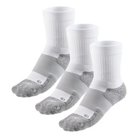 Road Runner Sports R-Gear OS1st Ultimate Crew Socks, Men and Women, White, M, 3 Pairs