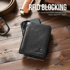 KLOMORE Leather Wallet for Men, RFID Blocking Bifold Mens Wallets Vintage Large Purse Credit Card Holder Gifts for Men(066-Black)