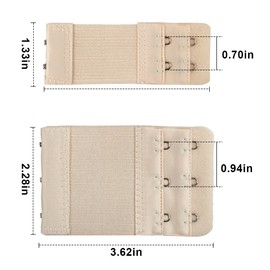 Dokpav Womens Bra Extender Pack of 10 Soft Comfortable 2 Hooks 3 Hooks Bra Strap Extension Elastic Beige White Black Red Khaki