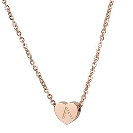 HORHEAR Initial Necklaces Heart Necklaces 26 Letter Pendant Necklace Stainless Steel Jewellery for Women Girls, Stainless Steel