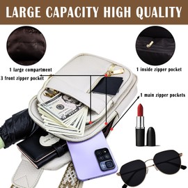 Farcauo Chest Bag for Women Men Crossbody Bag for Women Men Shoulder Bag Chest Bag Sling Bag with Long Straps, # D white crossbody bag for men and women