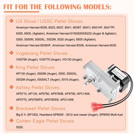 Hiorucet 80488 Auger Motor for Vogelzang VG5790, VG5770, US Stove American Harvest 6039, 5500, 5500XL, 5502M, 5520, 6033, 6035, 6037, 6041, KP130, 5510, AP5710, 1 RPM W/Hole Counter Clockwise 80457.