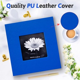 Popotop Photo Album 4x6 100 Photos with Writing Space, Leather Cover Album with Display Picture Window, Photo Book for Wedding Family Baby Gift