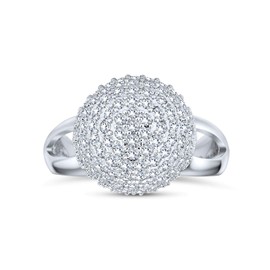 Bling Jewelry Classic Cocktail Cubic Zirconia Pave CZ Disco Ball Double Split Shank 925 Sterling Silver Cocktail Ring