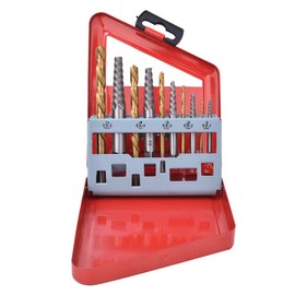 Left Handed Drill Bit and Extractor Set 10 PCS, Damaged Screw Remover Drill Extractor Combination Set with Case, Drill Screw Bolt Extractor Set for Metal