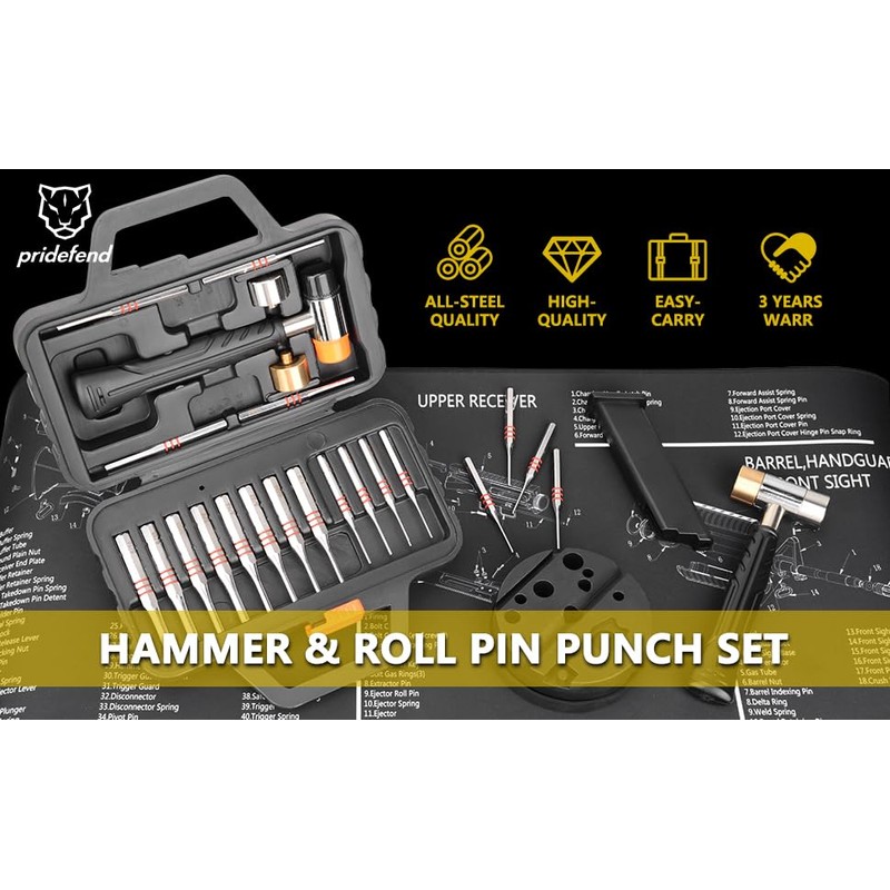 Pridefend Punch Set, Roll Pin Punch Set Made of Solid
