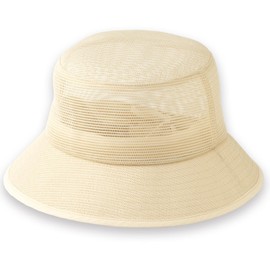 Como Life Women's Mesh Bucket Hat with Ice Pack Pocket, Black, Bucket Hat, Cool, Folding, beige, Free size