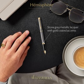 Waterman Hémisphère Fountain Pen | Stone Grey (The Understated Edit Collection) | Fine Nib with Blue Ink | Gift Box