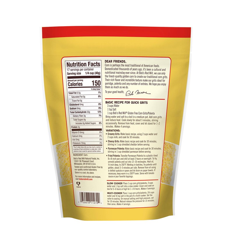 Bob's Red Mill Gluten Free Corn Grits/Polenta, 24oz (Pack of