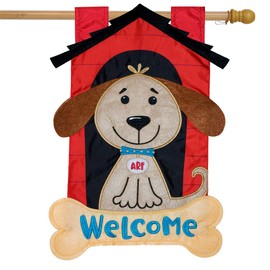 Briarwood Lane Welcome Doghouse Applique House Flag Everyday 28" x 40"
