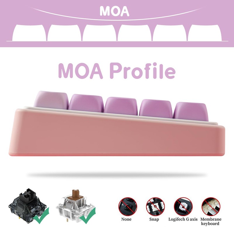 Tsungup MOA Profile Keycaps,PBT Cute Rainbow Candy Keycaps 126 Keys