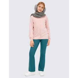 CRZ YOGA Girls Thermal Fleece Lined Flare Leggings Winter Warm Water Resistant Kids Bell Bottoms High Waist Pants Lounge Yoga Green Jade Small