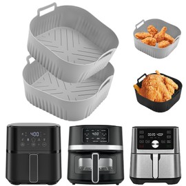 Silicone Air Fryer Liners for Instant Pot Vortex Plus 4QT、Chefman 4 qt,LYHOLKEER 2PCS 7.8inch Square Air Fryer Basket Liners Reusable for 4-5QT,Dishwasher Safe,Easy to Clean, Air Fryer Accessories