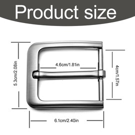 UEIOAVL Belt Buckles for Men, Classic Retro Belt Buckle, Single Claw, Square Replacement Buckle for Men and Women Belts (Silver)