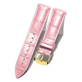 BINLUN Genuine calf leather replacement watch strap leather multicolour gift for Valentine's Day (12 mm, 14 mm, 16 mm, 17 mm, 18 mm, 19 mm, 20 mm, 21 mm, 22 mm, 23 mm, 24 mm)., G-pink