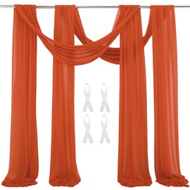 auons Wedding Bow Sheer Curtains Background, 600 x 75 cm Voile Curtain, Chiffon Draping, Tulle Fabric Curtains, Arbor Drapery for Wedding Ceremony, Reception, Party, Ceiling Decor, Caramel, 2 Panels