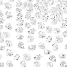 VGOODALL 380PCS Fake Ice Rocks, Clear Acrylic Crushed Ice Rocks Mini Fake Diamonds Plastic Gems for Home Table Decorations Vases Fillers
