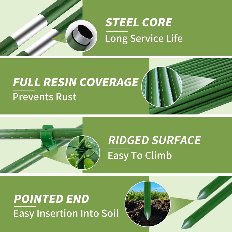 70pcs Garden Stakes Set, 16 Inches Plastic Coated Metal Plant