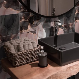 12Pcs Matte Wall Tile Sticker Transfer Peel and Stick, Self-Adhesive Vinyl Backsplsh Tile Decals, Non-Slip PVC Floor Sticker for Kitchen Bathroom, 20x20CM/8x8Inch, Marble Effect 023