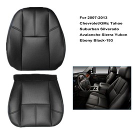 GXARTS Driver and Passenger Side Bottom & Top Lean Back Replacement Leather Seat Cover & Driver Foam Cushion Pad Black fit for Chevy Tahoe Suburban Avalanche Silverado GMC Yukon Sierra 2007-2014