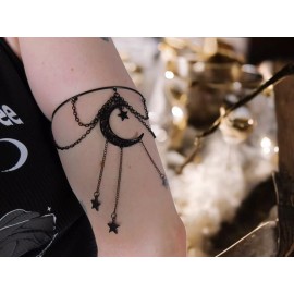 Boho Witchy Black Moon Star Arm Cuff Boho Statement Adjustable Chain Jewelry