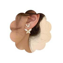 Iaceble Boho Acrylic Butterfly Ear Jacket Earrings Tiny Butterfly Stud Earrings Gold Butterfly Earrings Butterfly Front Back Earrings Jewelry for Women