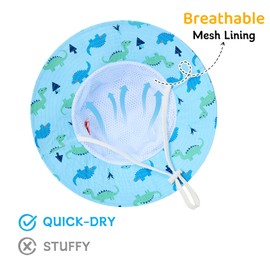 Durio UPF 50+ Baby Sun Hat Summer Sun Protection Wide Brim Soft Lining Beach Essential for Boys and Girls Toddler Bucket Hat D Blue Dinosaur 12-24 Months