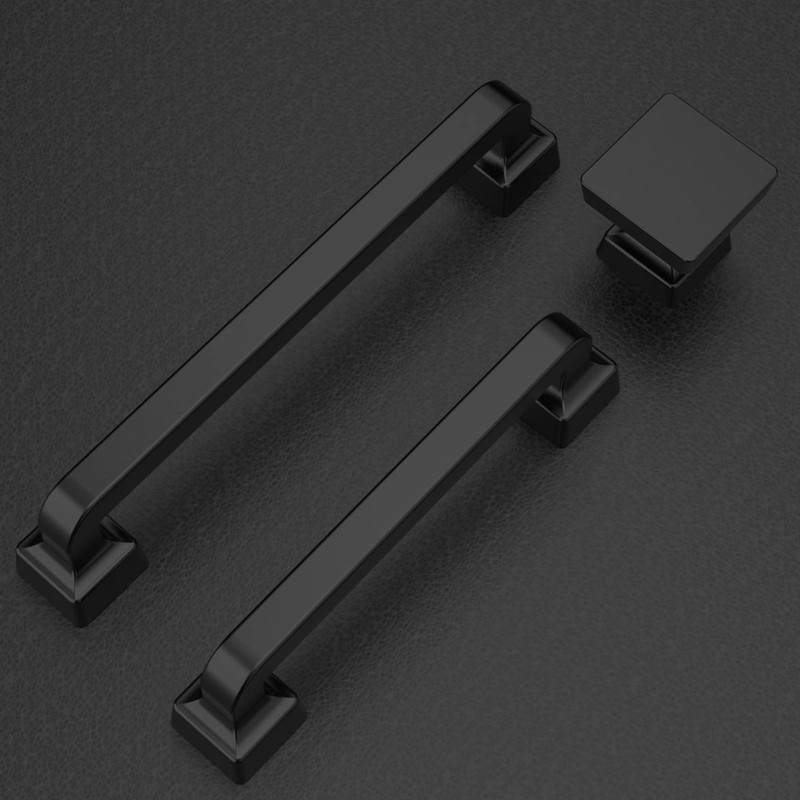 9BUILD 10 Pack 1.2 Inch Matte Black Cabinet Knobs Kitchen
