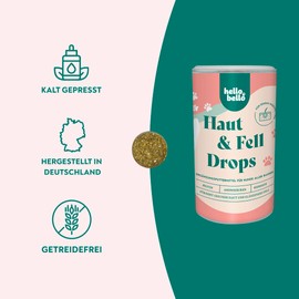 HELLOBELLO Cold Pressed Skin & Fur Drops for Dogs 350 g with B Vitamins & Omega 3 - For Dogs, Skin Problems Dog, Shiny Fur Dog
