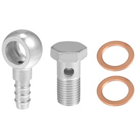 ACROPIX 14mm ID 10mm OD M14x1.5 Banjo Bolt Hose Barb Fittings Universal Banjo Fitting Fuel Line with Screw Washer for Motorcycle Silver Tone - Pack of 4