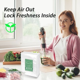 4.7" x 7.8" Vacuum Sealer Bags,Heavy Duty Pre-Cut Design Commercial Grade Food Sealable Bag for Heat Seal Food Storage,Smell Proof Bags Boilsafe to 280°F Freezable, Resizable,Reuseable (100Pcs)