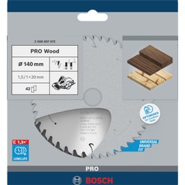 Bosch Professional Circular Saw Blade Standard (for Wood, 140 x 20 x 1.5 mm, 42 teeth; Accessories: Cordless Circular Saw)