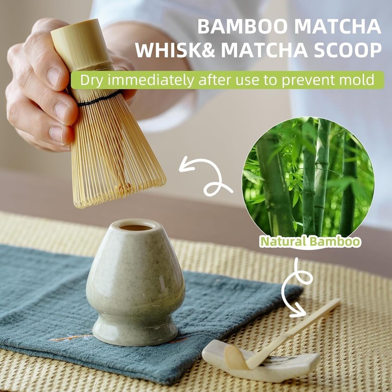 Matcha Whisk Set, Japanese Tea Set includes Matcha Bowl with