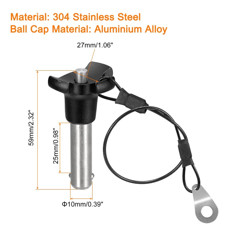 sourcing map Ball Locking Pin Pins with Button Handle 304