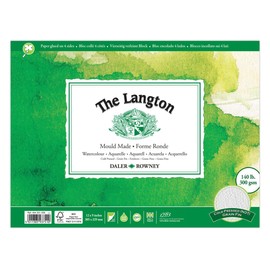 Daler-Rowney The Langton Watercolour Paper, Cold Pressed, 300 gsm, 140lb, Pad, Glued 4 Sides, 12 x 9in - 30.5 x 22.9 cm, Natural White, 12 Sheets