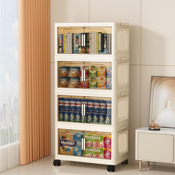 X JIAYOSEE Foldable Storage Box with lid, Stackable Storage Container