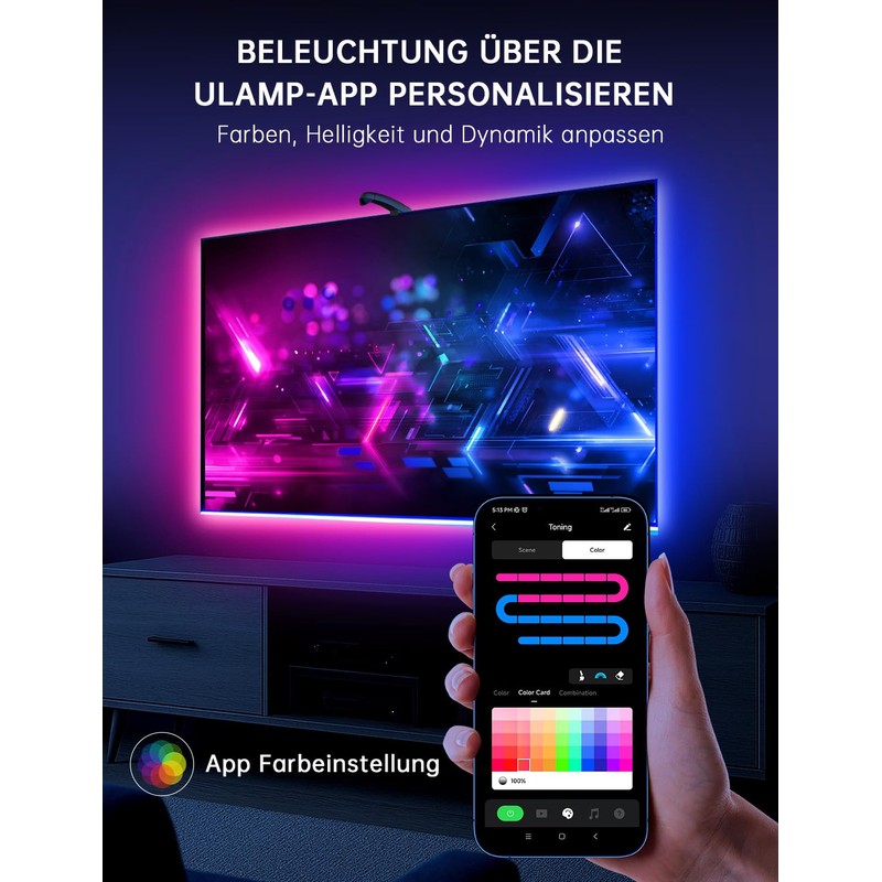 FFJ TV Backlight, 5.5 Metre LED Strip Sync for 75-85