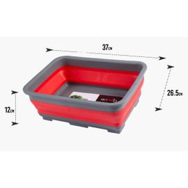 DIVCHI Folding Washbasin Collapsible Washing Up Bowl Retractable Portable Thickened Travel Washbasin Wash Foam Foot Travel Outdoor Car Laundry Washing Basin (Red/Grey)
